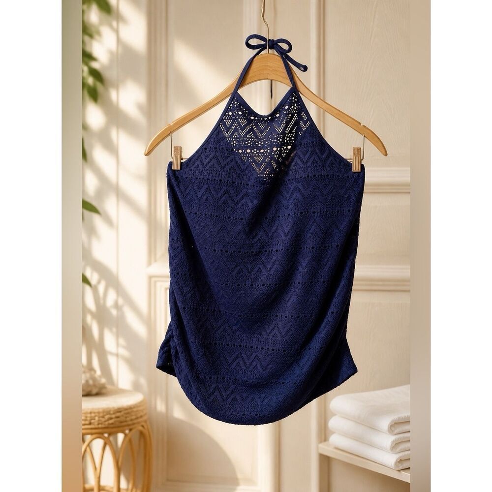 Motherhood Maternity Navy Beach Bump Tankini Top Size M